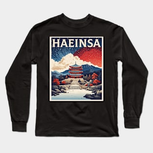 Haeinsa South Korea Starry Night Travel Tourism Retro Vintage Long Sleeve T-Shirt